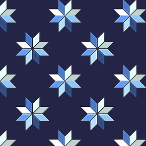 étoiles géométriques en bleus sur fond marine