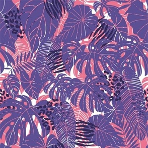 Violet and pink tropical leaves small scale