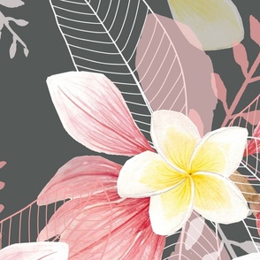 Hawaiian flower frangipani grey