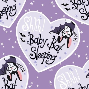 Shh Baby Bat Sleeping - Medium Purple Wash