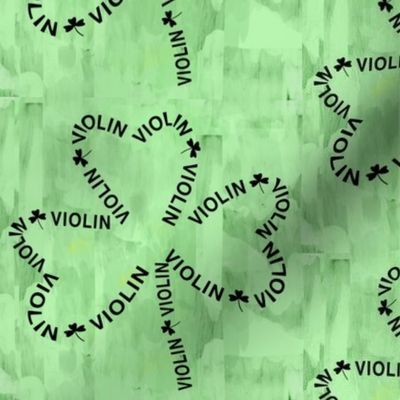 Violin Shamrock Text Green Background