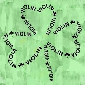 Violin Shamrock Text Green Background