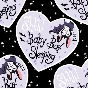 Shh Baby Bat Sleeping - Black with Soft Purple