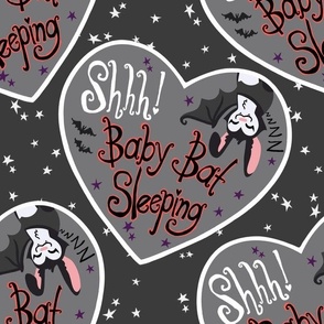 Shh Baby Bat Sleeping - Deep Grey and Orange