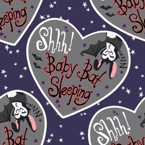 Shh Baby Bat Sleeping - Deep purple with orange detail