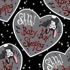 Shh Baby Bat Sleeping - Black with orange detail