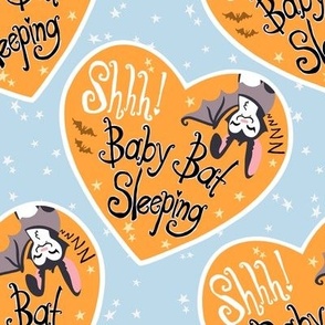 Shh Baby Bat Sleeping - Blue with Orange
