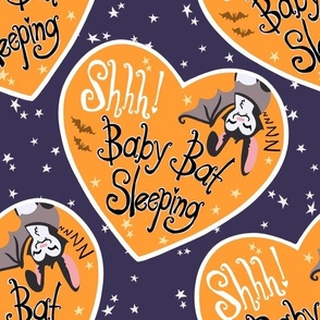 Shh Baby Bat Sleeping - Deep Purple and Orange