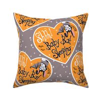 Shh Baby Bat Sleeping - Warm taupe and orange