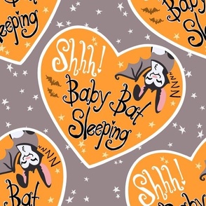 Shh Baby Bat Sleeping - Warm taupe and orange