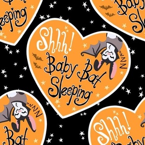 Shh Baby Bats Sleeping - Black with Orange