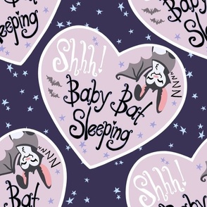 Shh Baby Bat Sleeping - Deep Purple and Pink