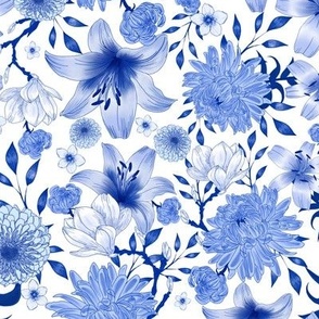 Blue porcelain floral pattern