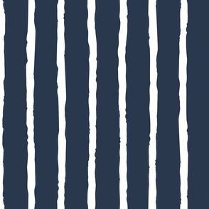 Navy blue and white narrow vertical stripes nautical large scale pattern