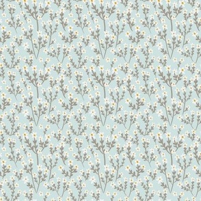 Tiny Boho Flowers in Muted Pastel Blue