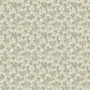 Tiny Boho Flowers in Muted Pastel Green