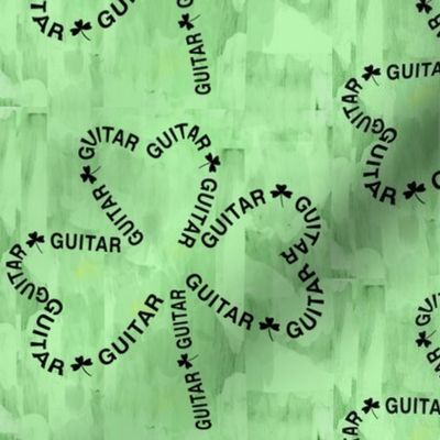 Guitar Shamrock Text Green Background