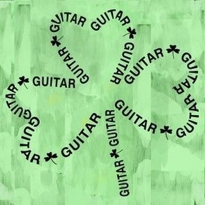 Guitar Shamrock Text Green Background