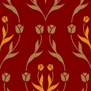 Tulips on Maroon Large