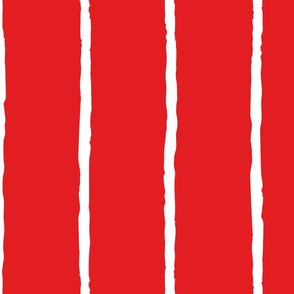 Red and white wide vertical stripes nautical large scale pattern