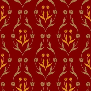 Tulips on Maroon Medium