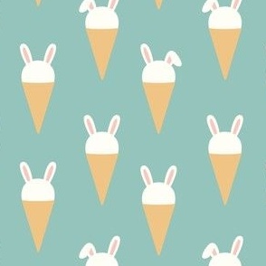 Bunny Ice Cream Cones - dark mint - LAD22