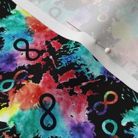(small scale) Neurodiversity - autism awareness watercolor splatter on black C22