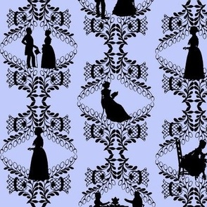 Victorian Silhouettes Damask blue