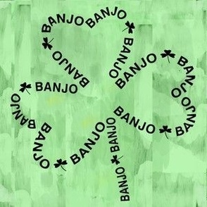 Banjo Shamrock Text Green Background