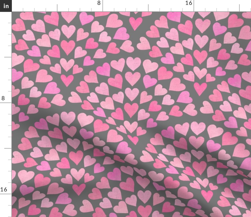 Scallop Hearts pink grey