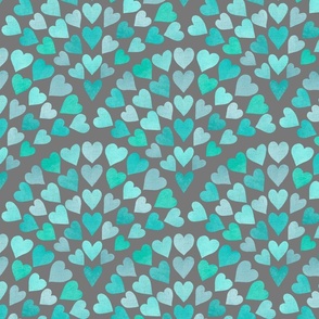 Scallop Hearts aqua grey