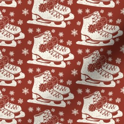 Ice Skate Block Print - Small - Olde Red