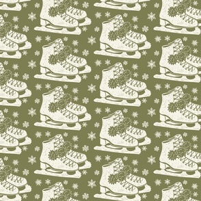 Ice Skate Block Print - Medium - Sage