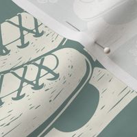 Ice Skate Block Print - Large - Spruce