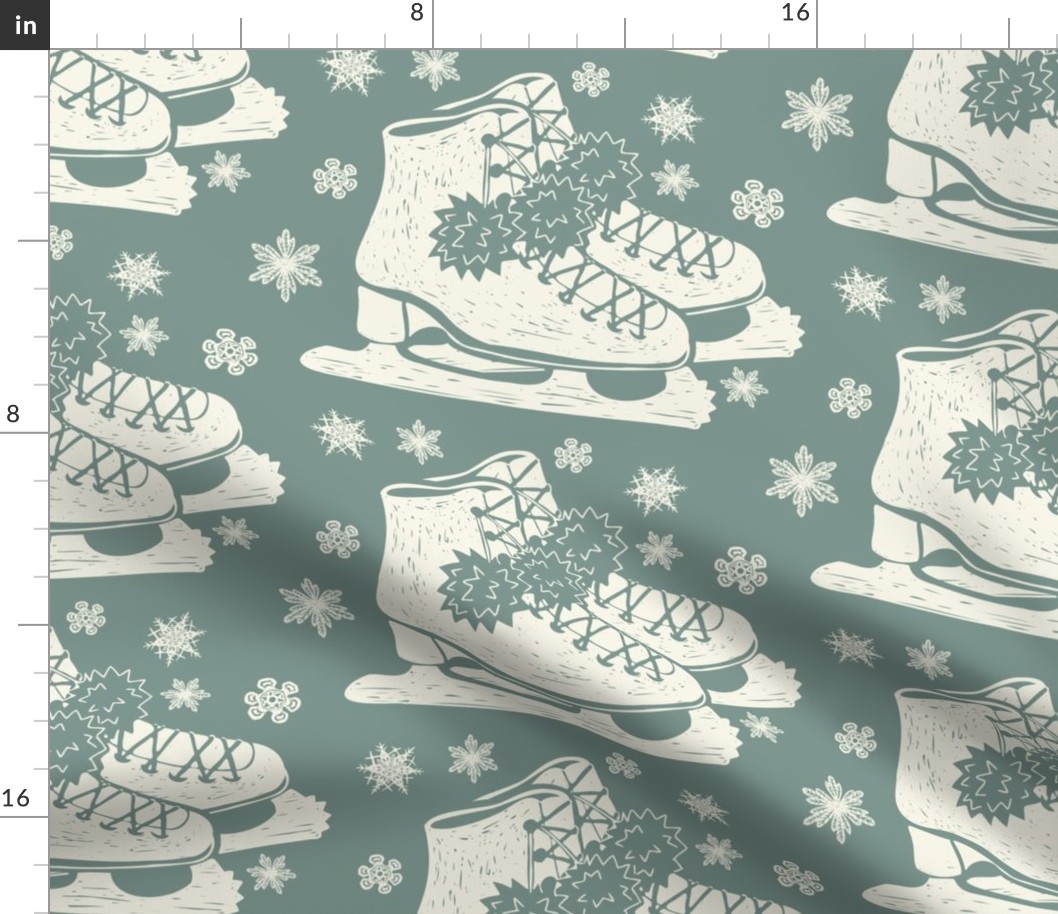 Ice Skate Block Print - Large - Spruce