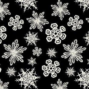 Snowflakes Block Print - Medium - Black