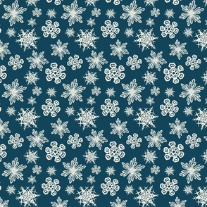 Snowflakes Block Print - Small - Blue 
