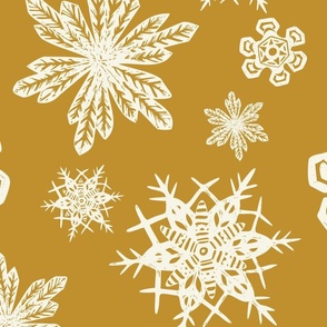 Snowflakes Block Print - Medium - Caramel