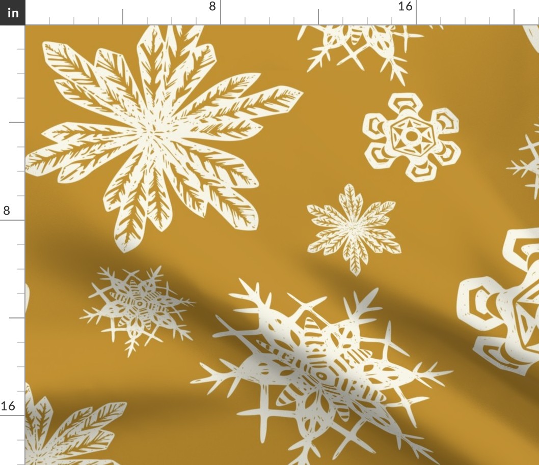 Snowflakes Block Print - Medium - Caramel