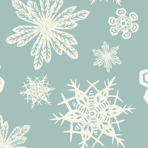 Snowflakes Block Print - Large- Light Blue