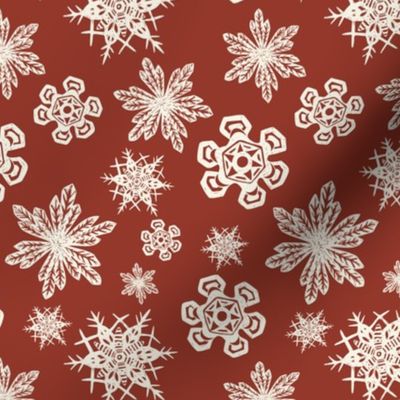 Snowflakes Block Print - Small - OldeRed