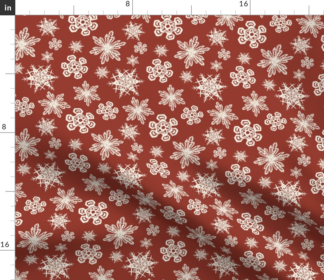 Snowflakes Block Print - Small - OldeRed