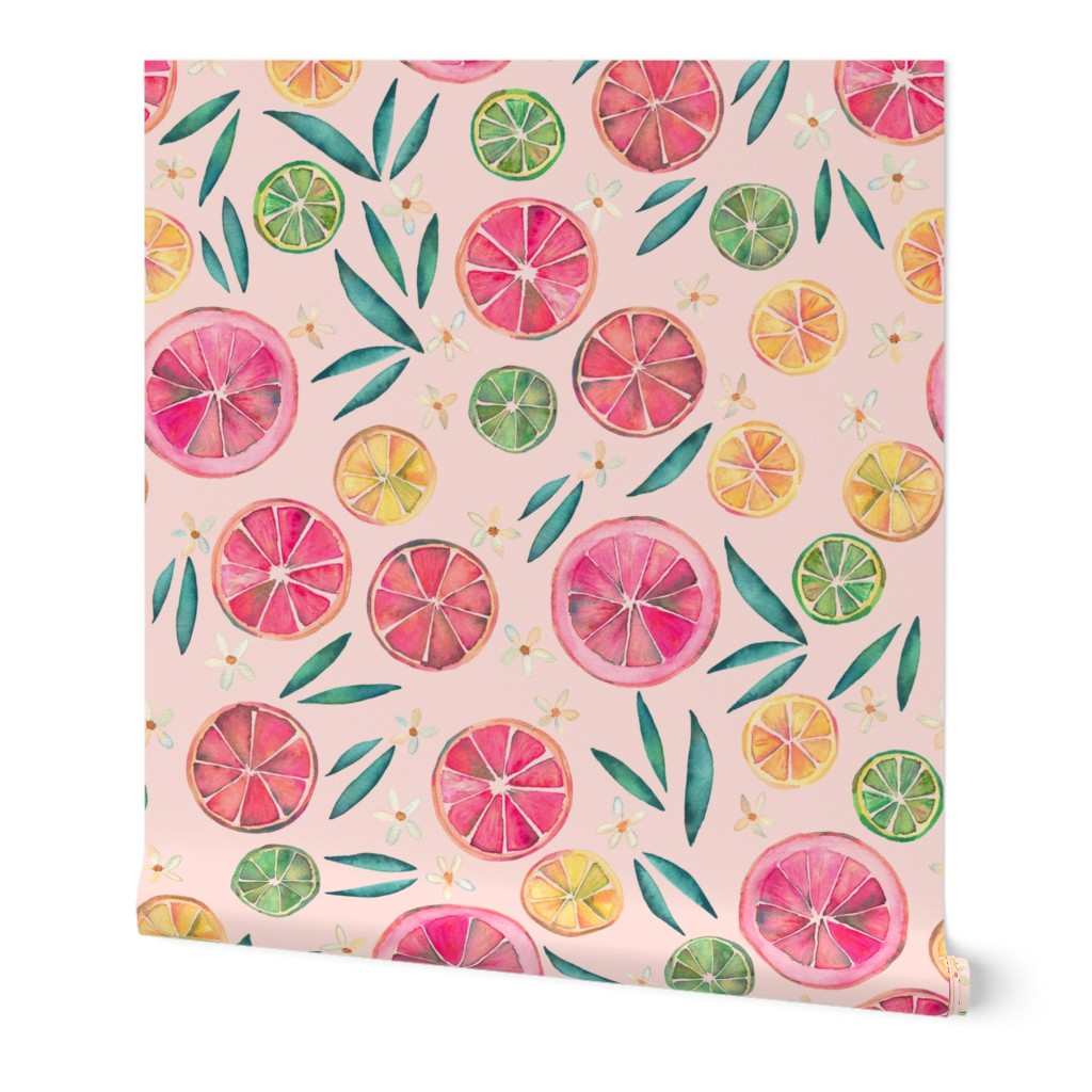 Watercolor citrus slices pattern