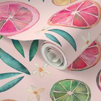 Watercolor citrus slices pattern