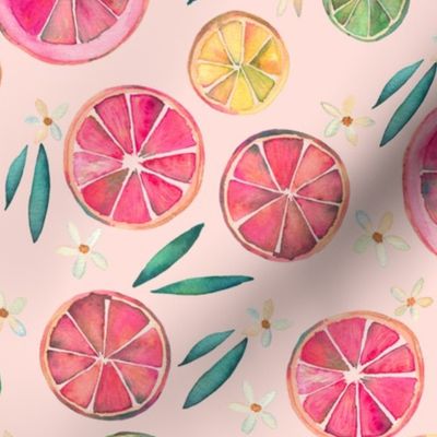 Watercolor citrus slices pattern