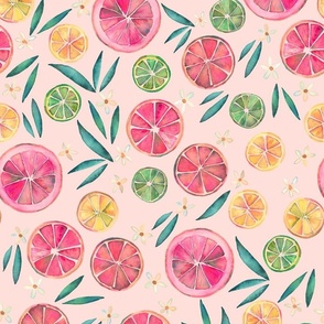 Watercolor citrus slices pattern