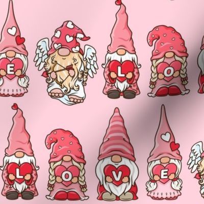 Pink Valentine Gnomes Love 