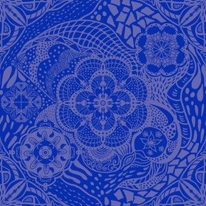 Very peri handdrawn doodles on blue