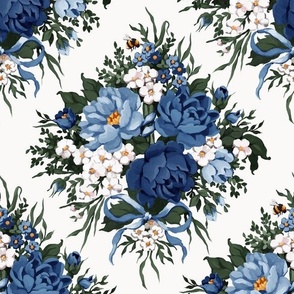 Damask blue floral 