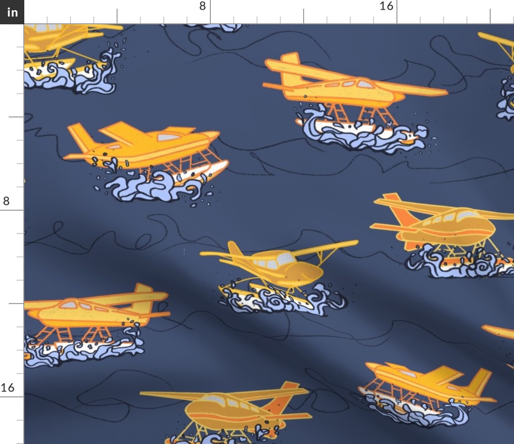 Seaplanes Landing and Taking Off (Large Scale)